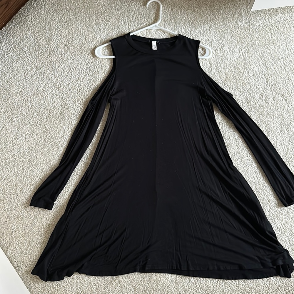 Black long sleeve dress with cut out shoulders